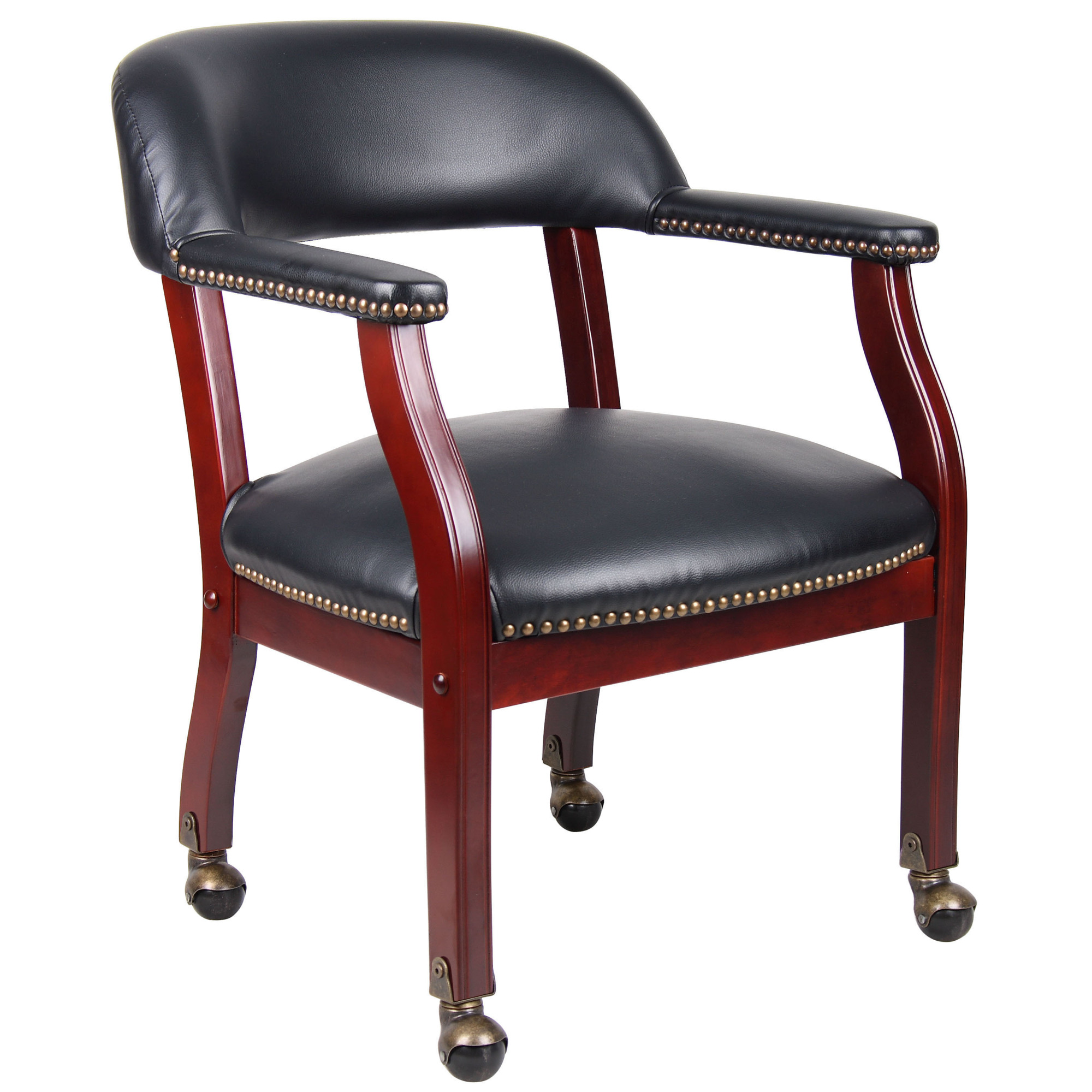 Norstar BOSS, Captain's guest, chair in Black Vinyl W/ Casters